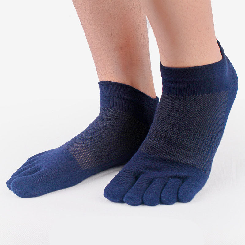 Premium 100% Cotton Five-Finger Socks for Men - Breathable Mesh Summer Socks