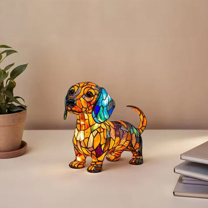 Animal Resin LED Night Light | Cute Tiffany Style Cat Bedside Lamp for Living Rooms and Bedrooms