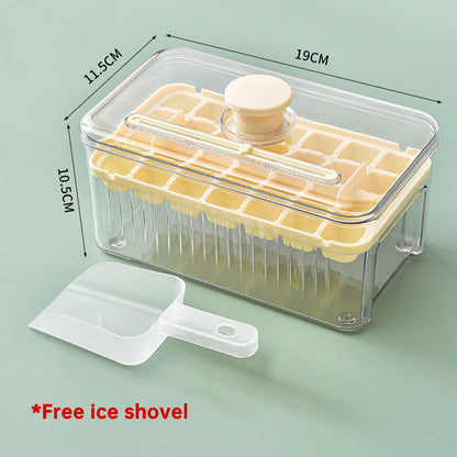 Press-Type Ice Cube Tray with Storage Bin and Lid