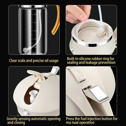 2-in-1 Glass Oil Dispenser and Spray Bottle - Automatic Opening & Closing