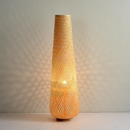 Japanese Zen Bamboo Weave Floor Lamp - Minimalist Retro Light for Tatami & Tea Room