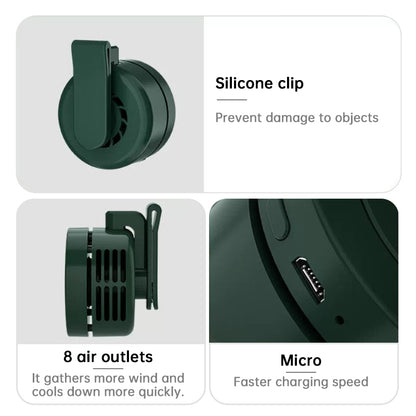 USB Rechargeable Portable Belt Fan for Hiking & Travel with $360^\circ$ Adjustment