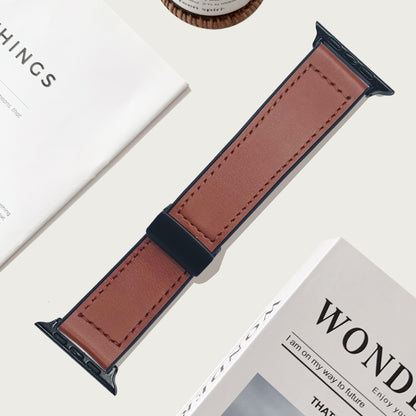 Premium Magnetic Buckle Silicone Skin Watch Band - Vintage Leather Look