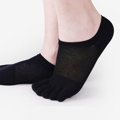 Premium 100% Cotton Five-Finger Socks for Men - Breathable Mesh Summer Socks