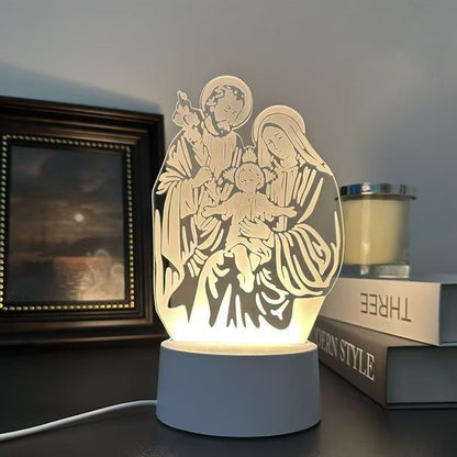 Creative 3D Acrylic Night Light – Warm Atmosphere Bedside Lamp & Elegant Desktop Decor for Bedroom