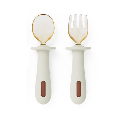 2-Piece Baby Feeding Set | PPSU Silicone & Stainless Steel Self-Feeding Utensils for Toddlers
