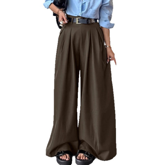 British Style Light Luxury Pleated Drape Casual Wide Leg Pants