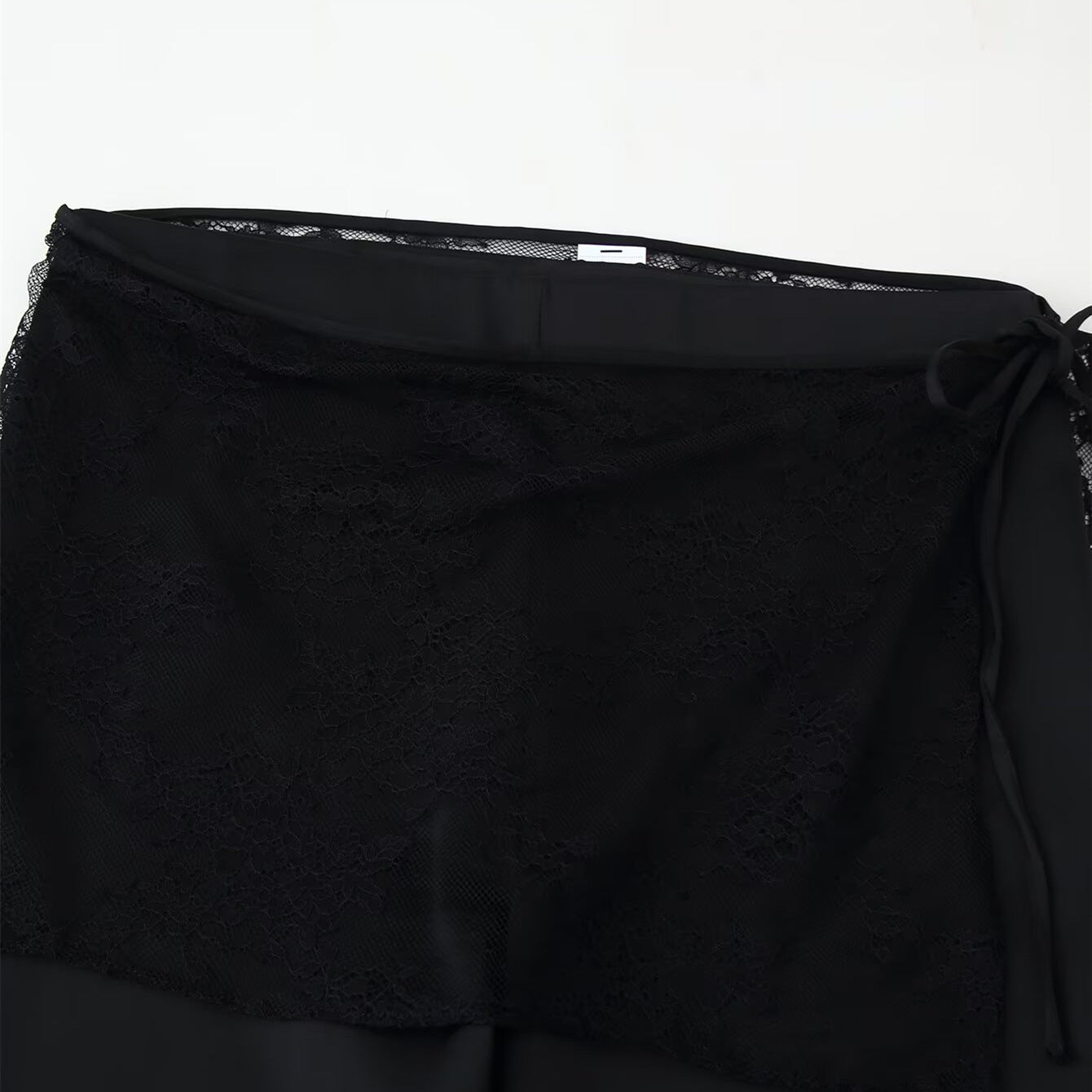 Elegant Silk-Textured Wrap Trousers - Chic Black Wide-Leg Pants
