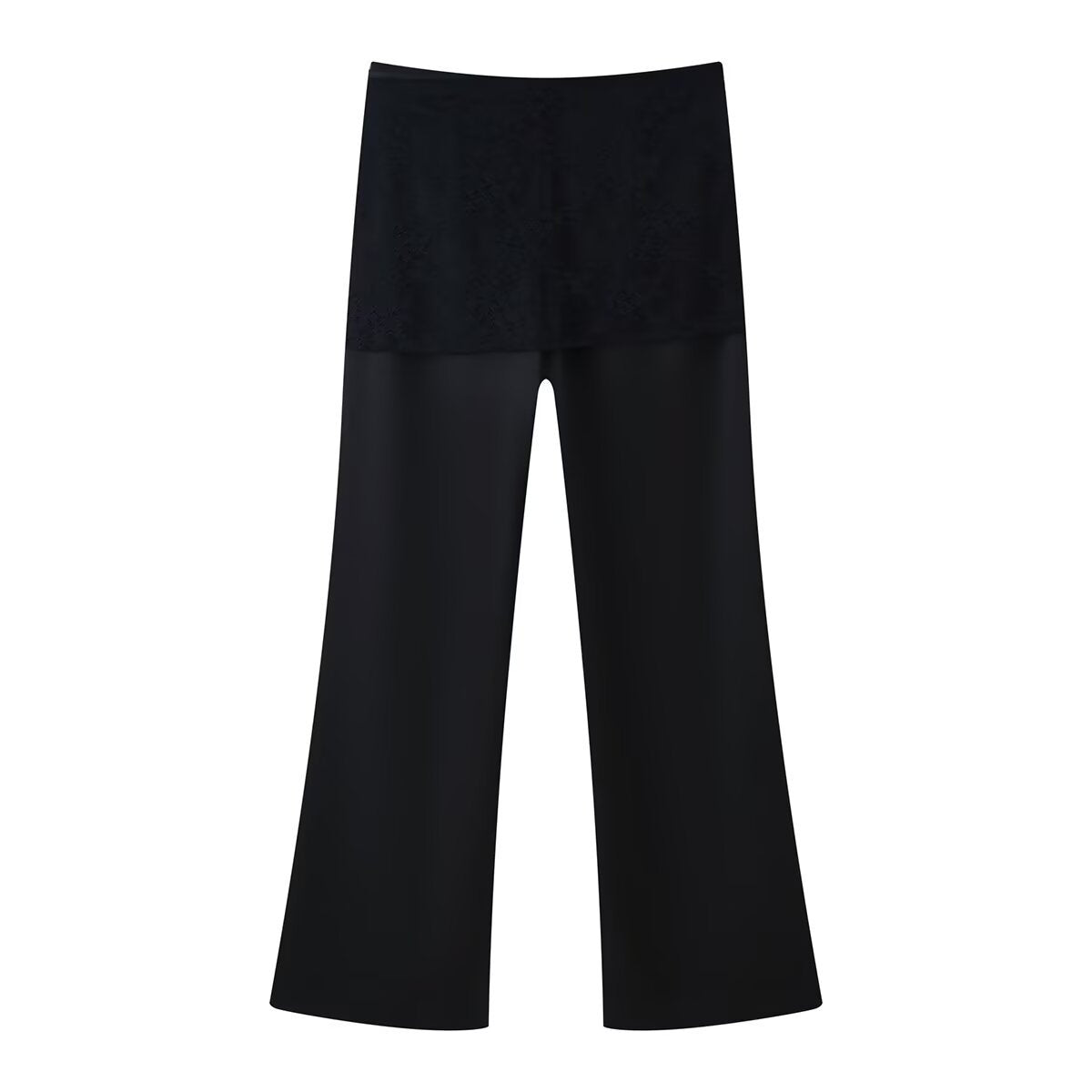 Elegant Silk-Textured Wrap Trousers - Chic Black Wide-Leg Pants