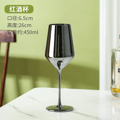 Luxury Electroplated Smoky Gray Crystal Glass | Modern Black Brandy & Whiskey Goblet