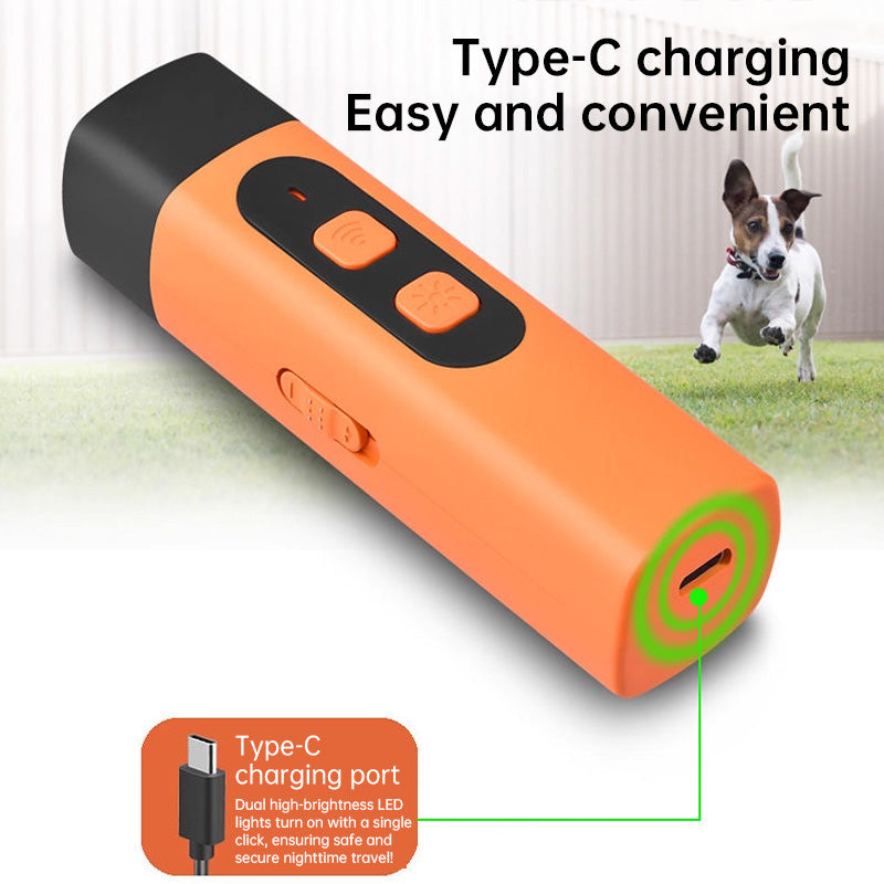 Ultrasonic Dog Repellent & Trainer - Rechargeable Anti-Barking Device with LED Flashlight