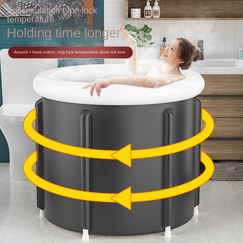 Large Household Foldable Black PVC Padded Ice Bath Bucket/SPA Bathtub