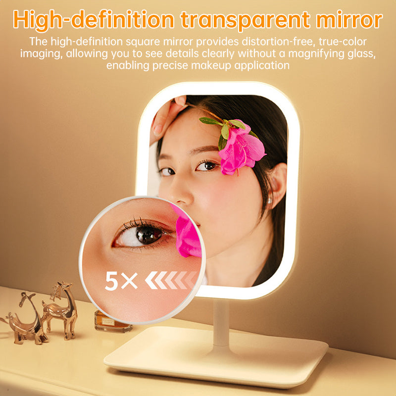 LED Lighted Makeup Vanity Mirror with 5x Magnification & 270° Rotation