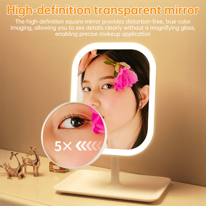 LED Lighted Makeup Vanity Mirror with 5x Magnification & 270° Rotation