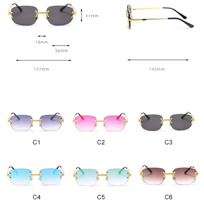 Retro Rimless Square Sunglasses - Luxury Frameless Eyewear for Men & Women