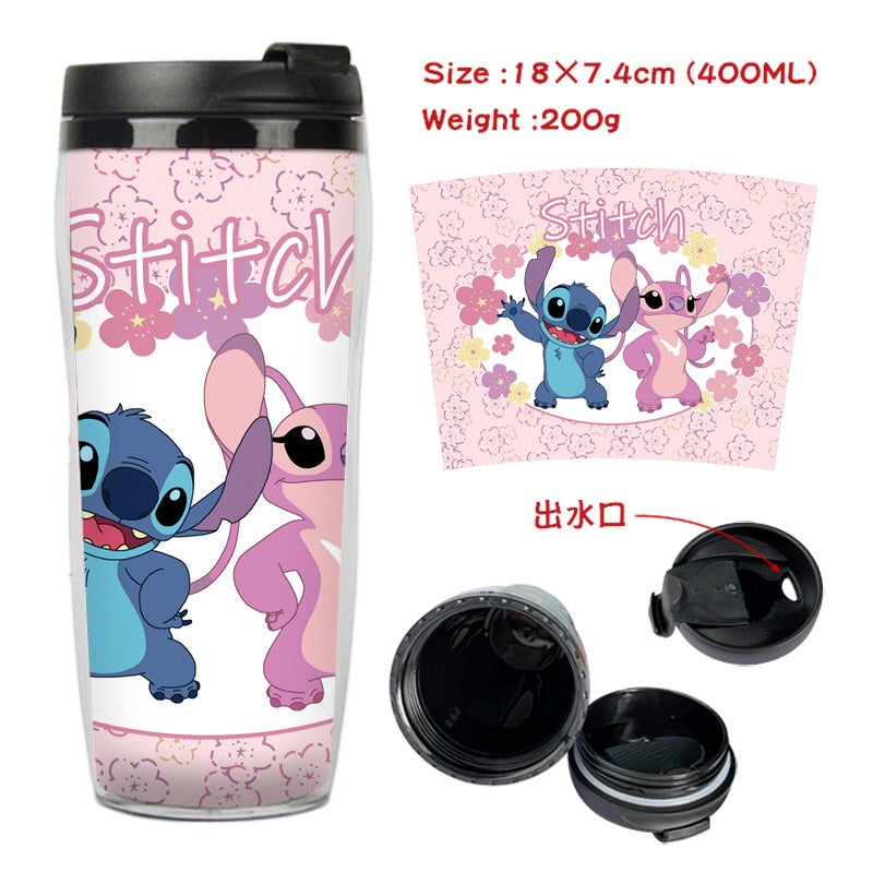 Cute Stitch Cartoon Double-Layer Insulated Travel Mug - 400ml