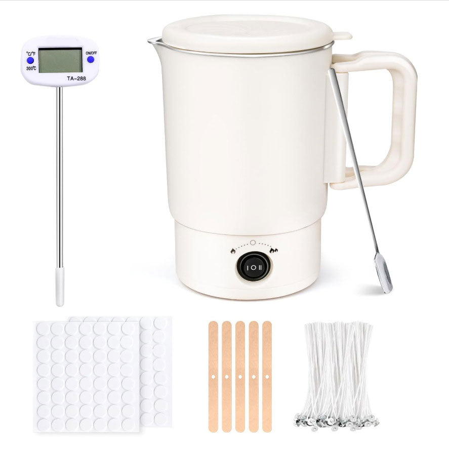 A47U 800ml Electric Wax Melter Kettle | Candle Making Pouring Pot with Thermometer