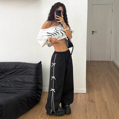 Trendy High-Waisted Straight Leg Sweatpants - Casual Loose Fit Track Pants