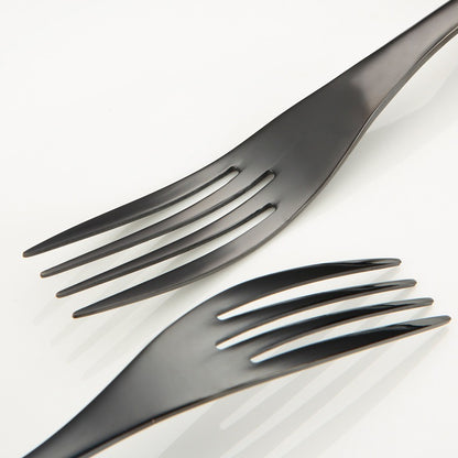 Luxury Titanium Black Stainless Steel Cutlery Set - Modern Western Knife, Fork, and Spoon Set