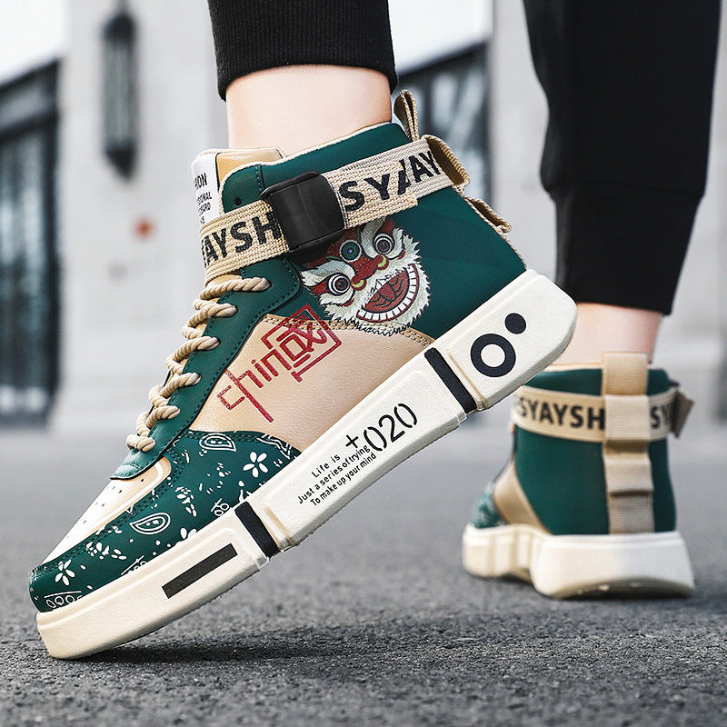 Stylish Dragon Graphics High-Top Streetwear Student Shoes