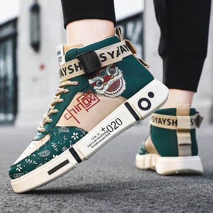 Stylish Dragon Graphics High-Top Streetwear Student Shoes