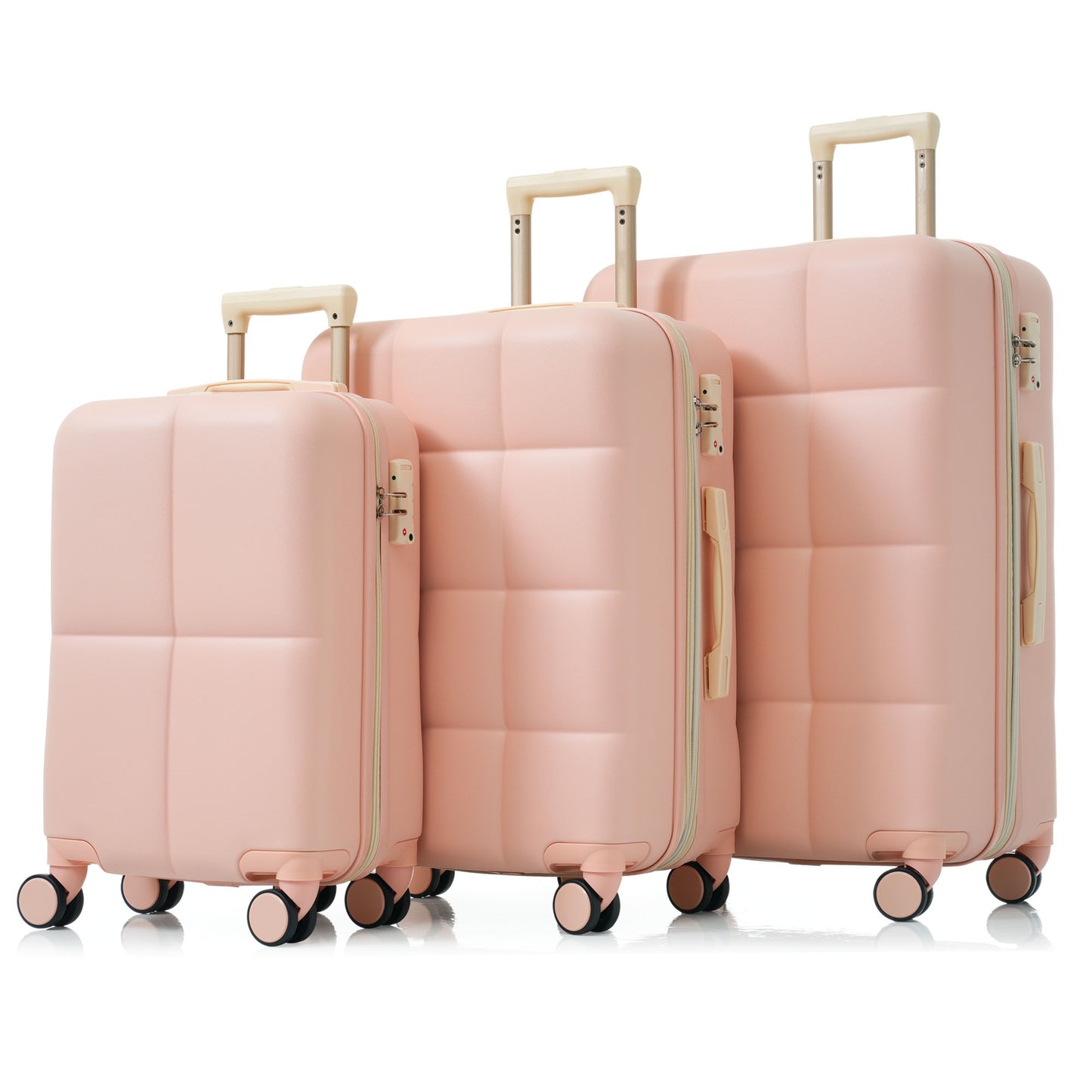 20-Inch ABS Hardshell Carry-on Suitcase with USB Charging Port & Cup Holder - Pink