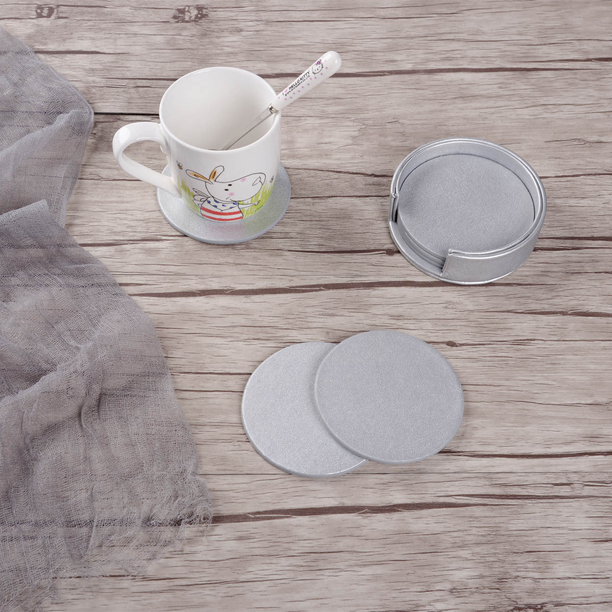 Elegant Round Marble Print Leather Coasters | Heat-Resistant Drink Mats for Home & Office