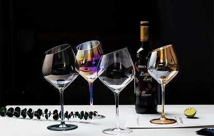 Nordic Bevel Gold Rim Crystal Wine Glass | Creative Slant Cut Champagne Goblet