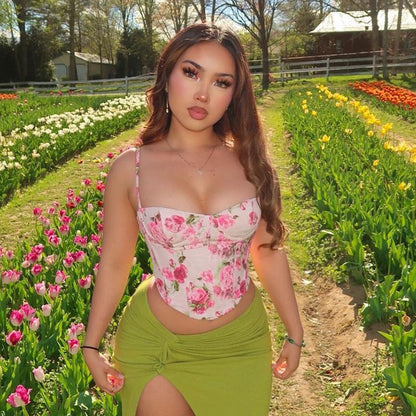 Printed Floral Strap Camisole Top for Women | Trendy Crop Corset Style Tank
