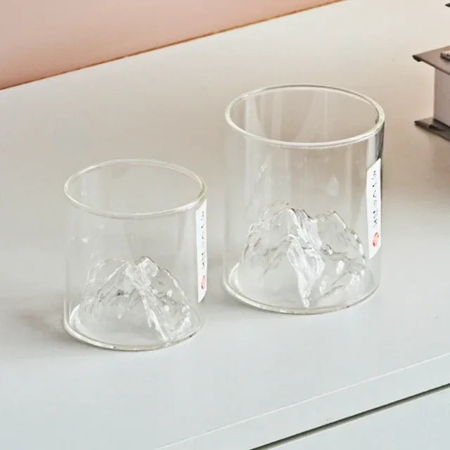 Heat-Resistant Mountain Range Glass Cup for Whisky & Coffee