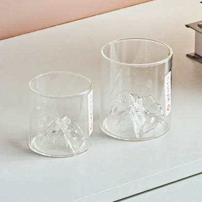 Heat-Resistant Mountain Range Glass Cup for Whisky & Coffee
