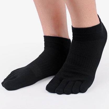 Premium 100% Cotton Five-Finger Socks for Men - Breathable Mesh Summer Socks