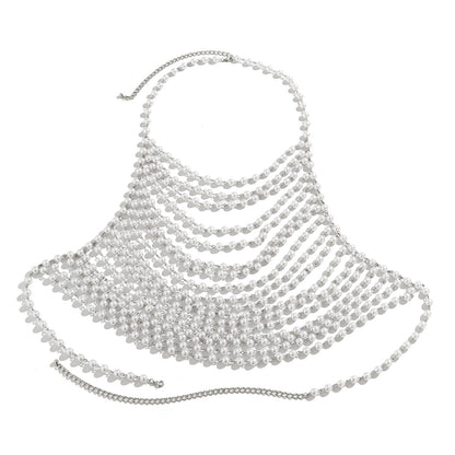 Elegant Tiered Pearl Shoulder & Chest Body Chain - Statement Bikini & Vacation Jewelry