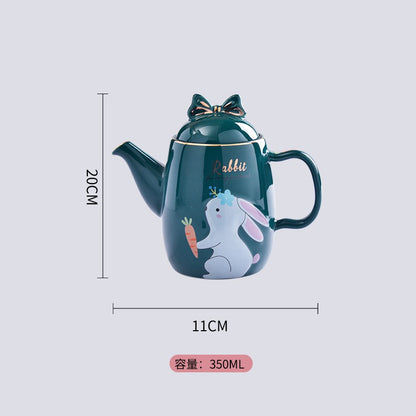 Cute Cartoon Rabbit Ceramic Spice Jar Set - 3 Pieces with Tray