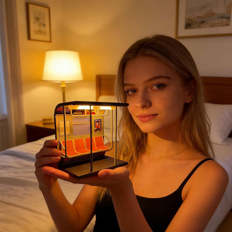 Retro Subway Train Table Lamp - Vintage Metro Style Warm LED Desk Light