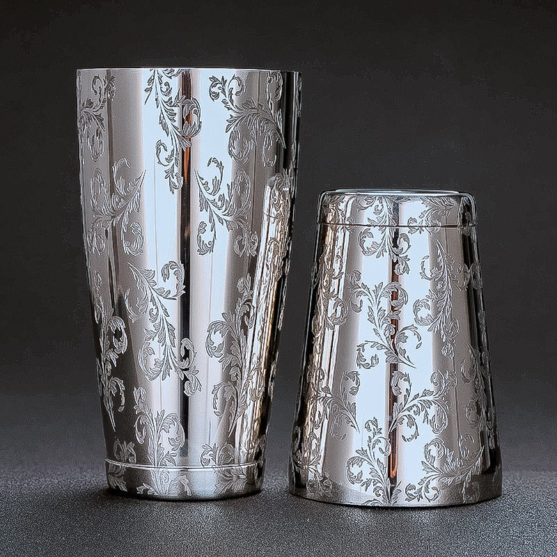 Premium 304 Stainless Steel Etched Boston Cocktail Shaker Set