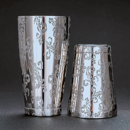 Premium 304 Stainless Steel Etched Boston Cocktail Shaker Set