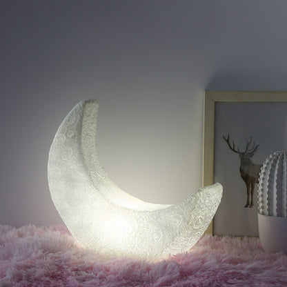 Enchanting Crescent Moon Night Light – Aesthetic Resin Table Lamp for Cozy Bedroom Decor