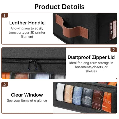 Portable Filament Organizer Case - Moisture-Resistant Storage for 3D Printing