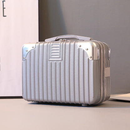 Vintage Luggage Mini Makeup Case | 14-Inch Small Storage Lock Box