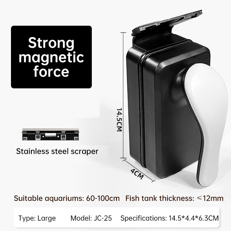 Professional Magnetic Glass Cleaner with Stainless Steel Scraper for Fish Tanks