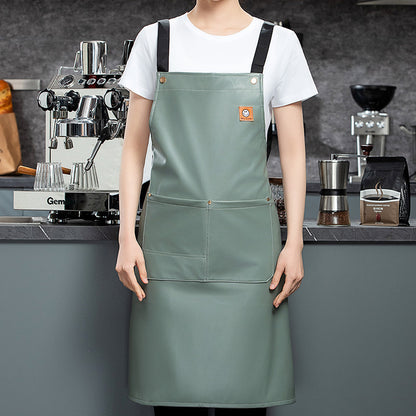 Heavy Duty Soft Leather Apron for Cooking & BBQ | Adjustable Elastic Band & Multi-Pocket Design