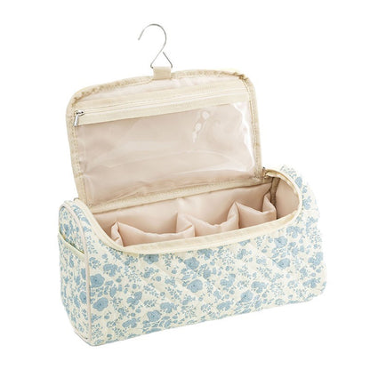 Hanging Quilted Floral Cosmetic Bag - Large Capacity Travel Toiletry Storage Organizer