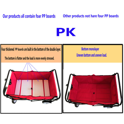 Folding Wagon Garden Shopping Beach Cart – Heavy Duty Red Utility Cart