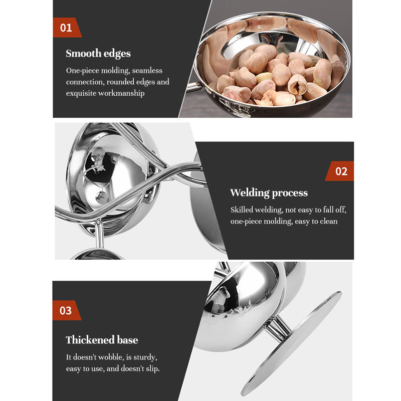 Stainless Steel Divided Serving Tray with Dip Bowls | Condiment Stand