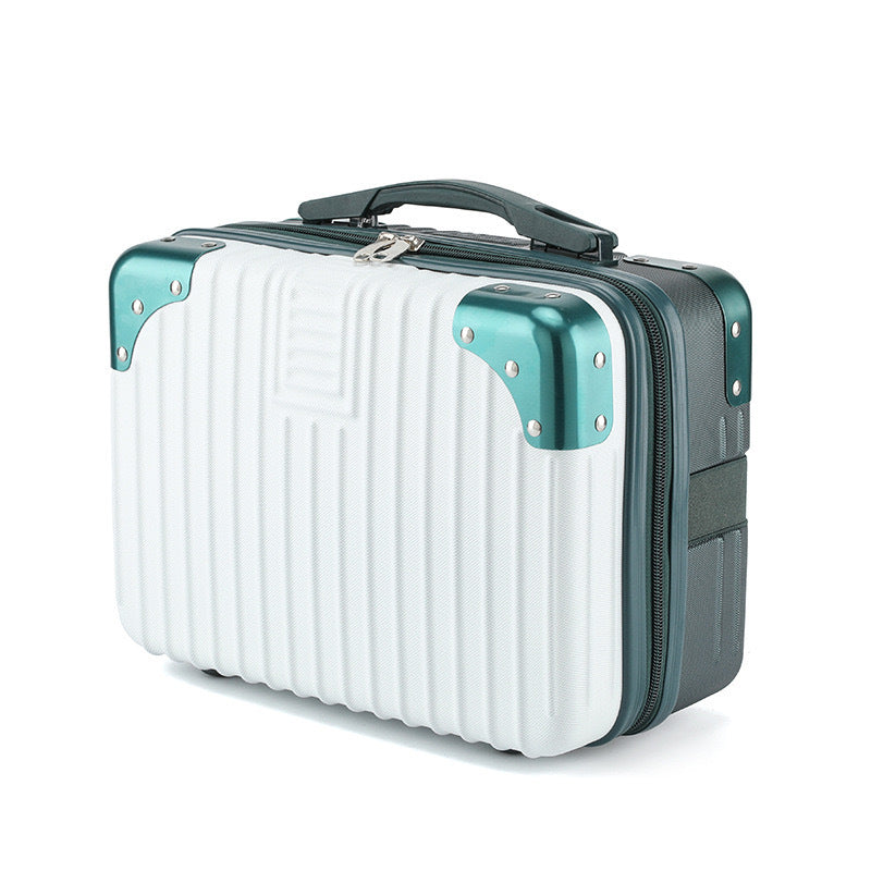 Vintage Luggage Mini Makeup Case | 14-Inch Small Storage Lock Box
