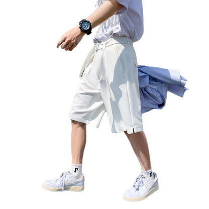 Men's Elegant White Suit Shorts – Premium Relaxed Fit Knee-Length Summer Casual Pants