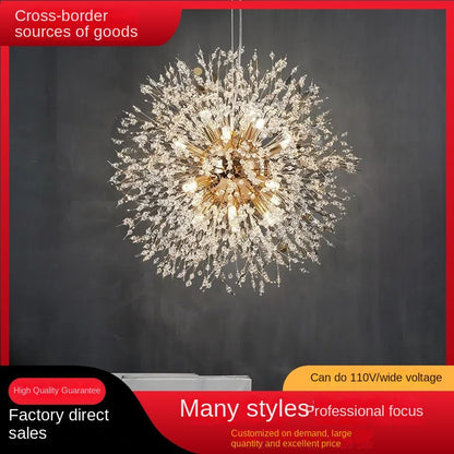 Modern Nordic Dandelion Chandelier - Luxury Crystal Fireworks Pendant Light for Bedroom & Living Room