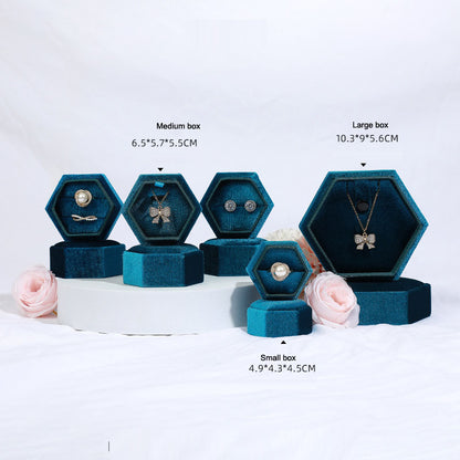 Hexagonal Velvet Jewelry Box - High-End Korean Ring & Earring Gift Box