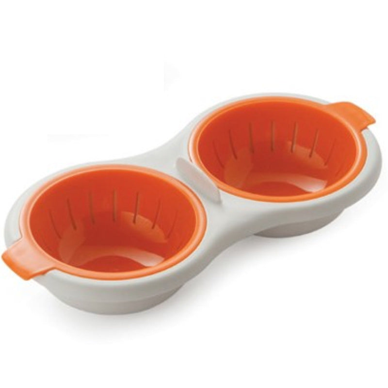Microwave Twin Egg Poacher & Steamer Bowl with Lid